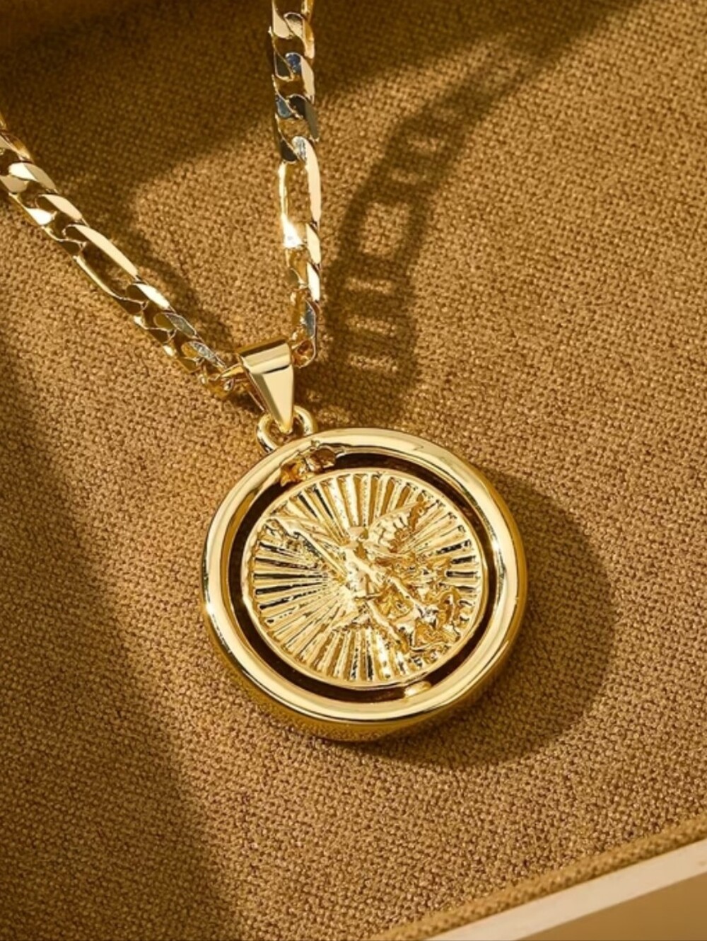 14k Gold Plated Archangel Michael Pendant Necklace